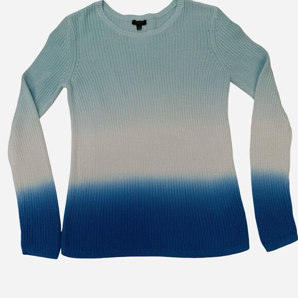 Talbots Sweater Ombré Petite Blue Scoop Neck Long Sleeve Colorblock Knit Top SP - Picture 6 of 12